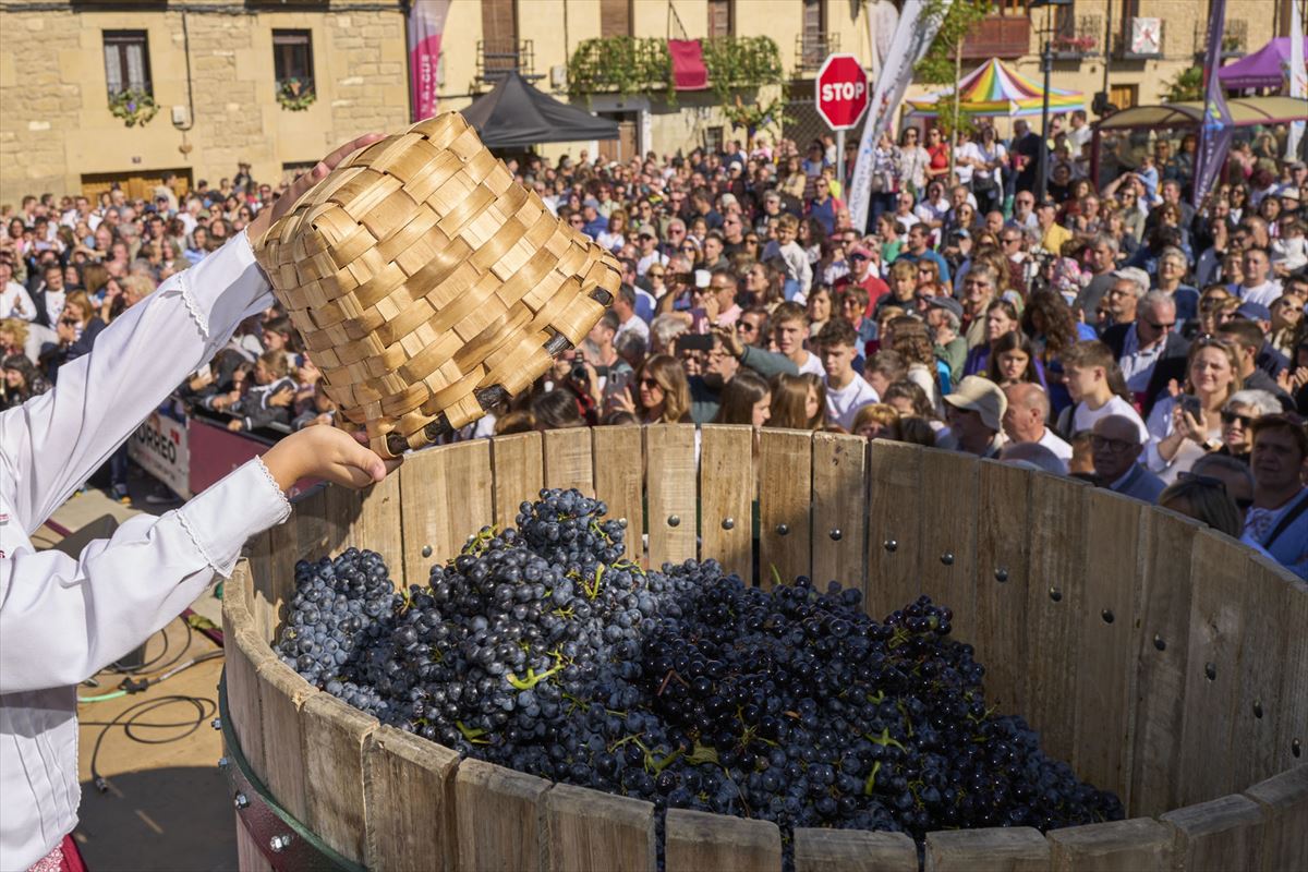 Fiesta de la Vendimia de la Rioja Alavesa, este domingo, en Moreda. EFE. 