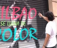 El arte callejero llena de color los comercios de la calle Iturribide de Bilbao