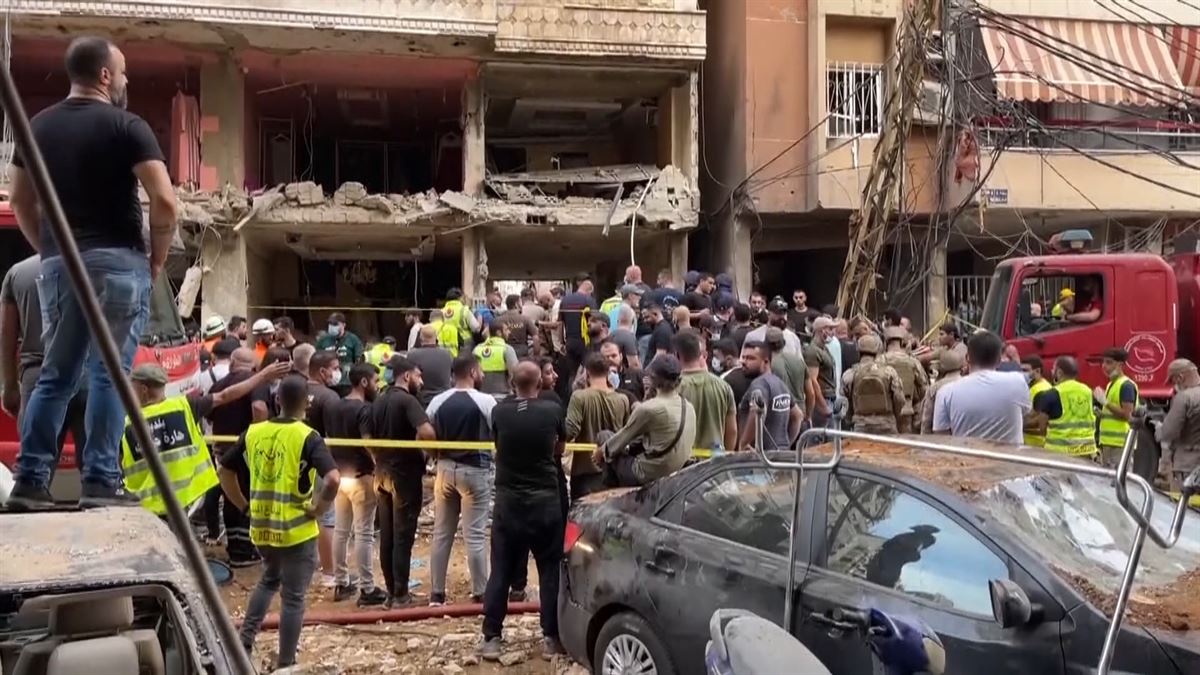 Uno de los edificos bombardeados en Beirut, la capital de Líbano. Foto: EFE