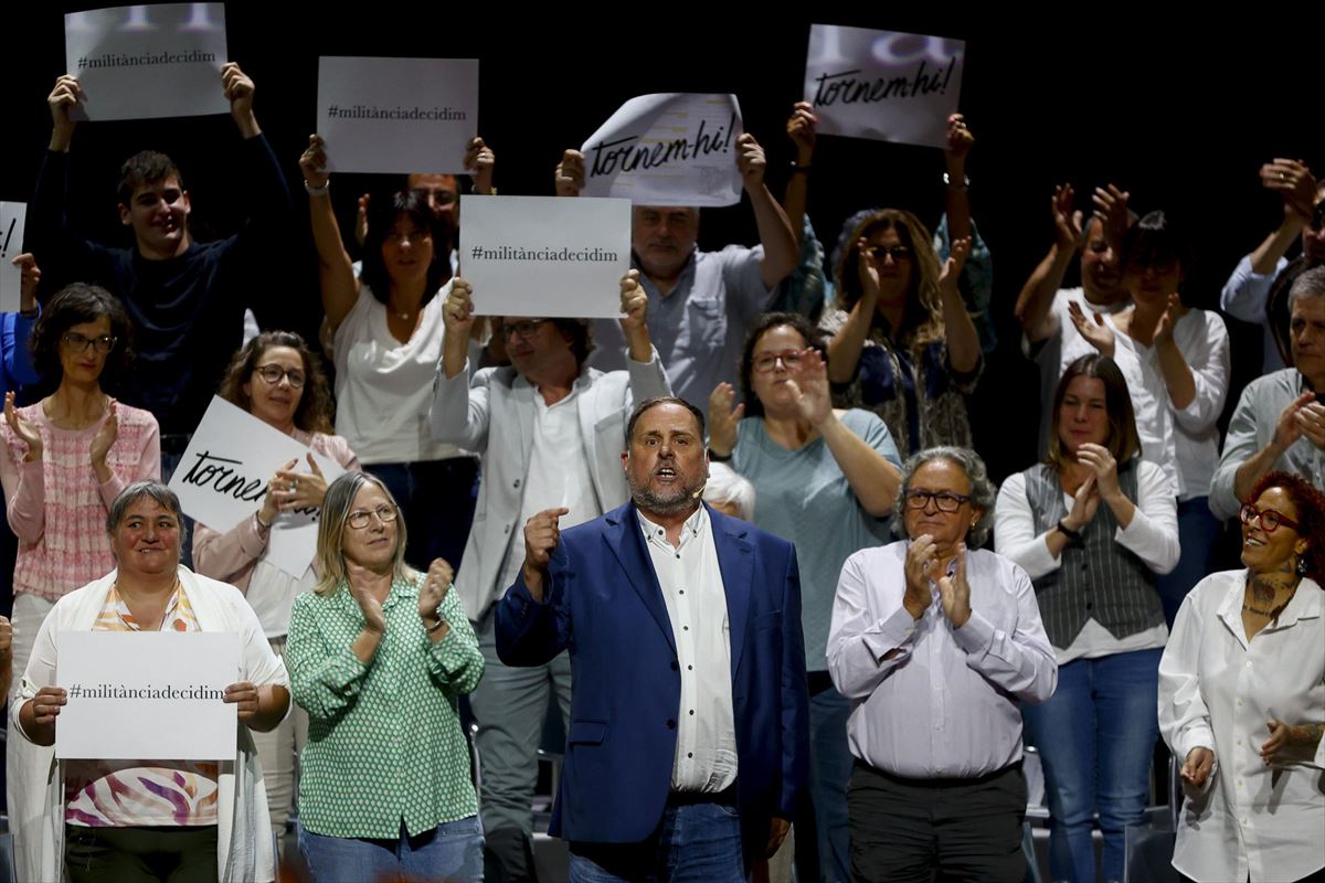 Junqueras, en la presentación de su candidatura. Foto: EFE