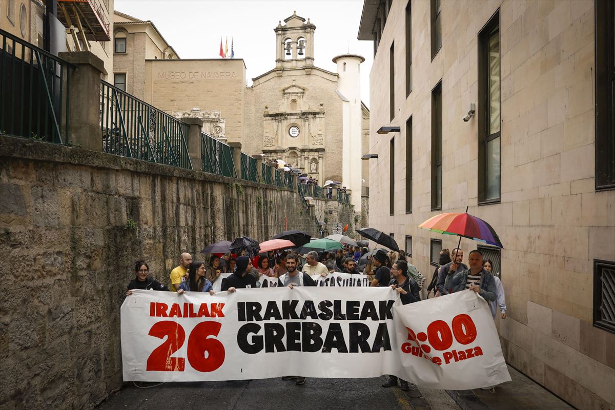 Manifestación realizada esta mañana en Pamplona. EFE.