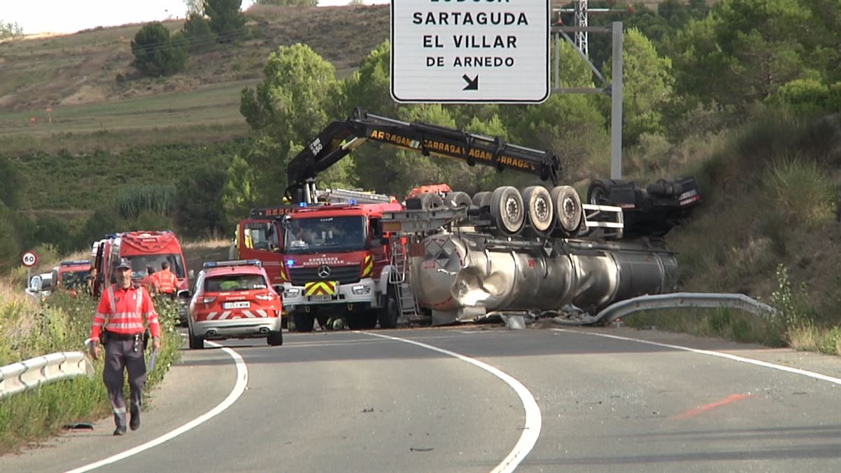 Accidente en Uroz (Navarra). Imagen: EITB