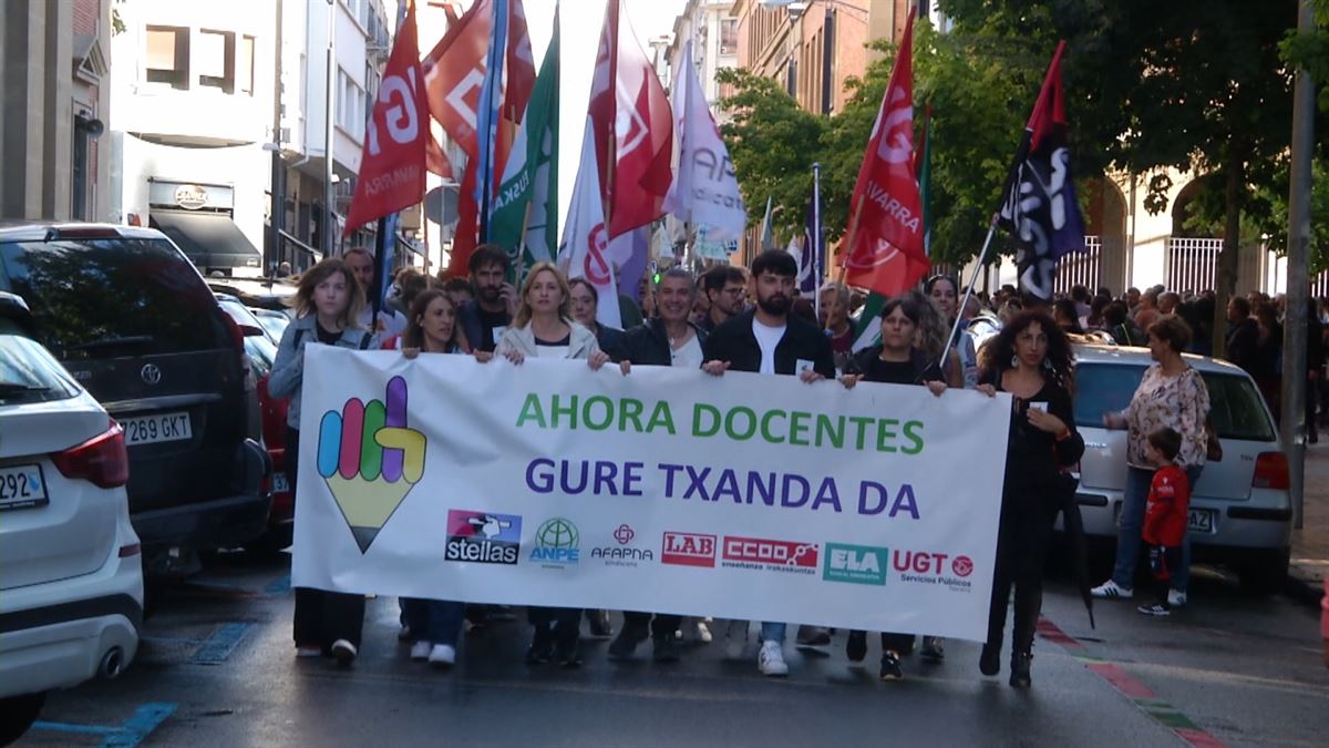 Manifestación realizada esta mañana en Pamplona. EFE.