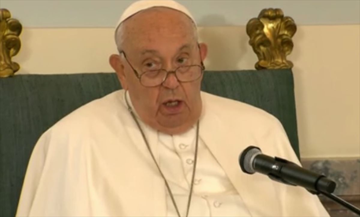 El papa, durante su discurso. 