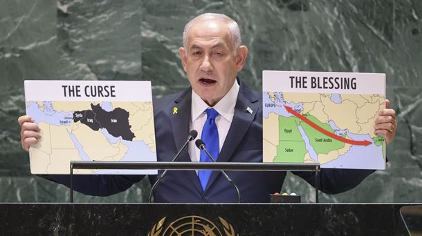 Benjamin Netanyahu Israelgo lehen ministroa, NBEren Batzar Nagusian. Argazkia: EFE