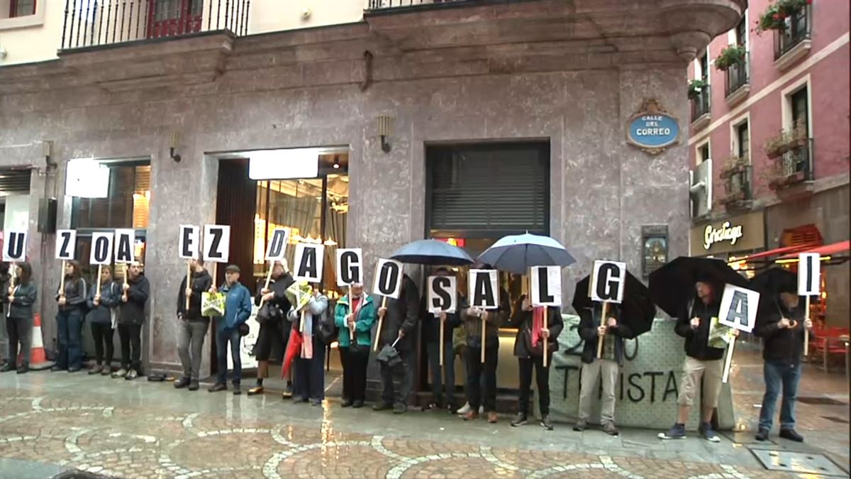 Protesta en Bilbao. Imagen obtenida de un vídeo de EITB Media.