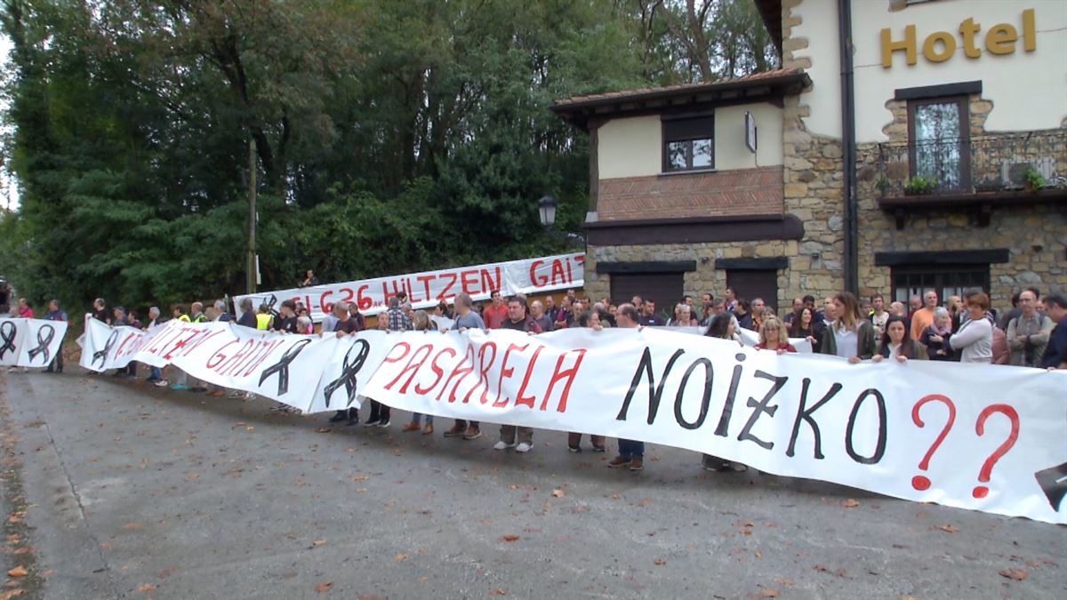 Protesta en Gaintxurizketa. Imagen obtenida de un vídeo de EITB Media.