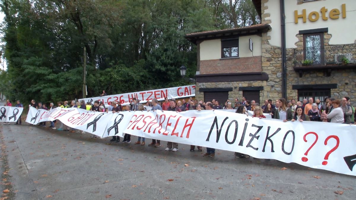 Protesta Gaintxurizketan. EITB Mediaren bideo batetik ateratako irudia.