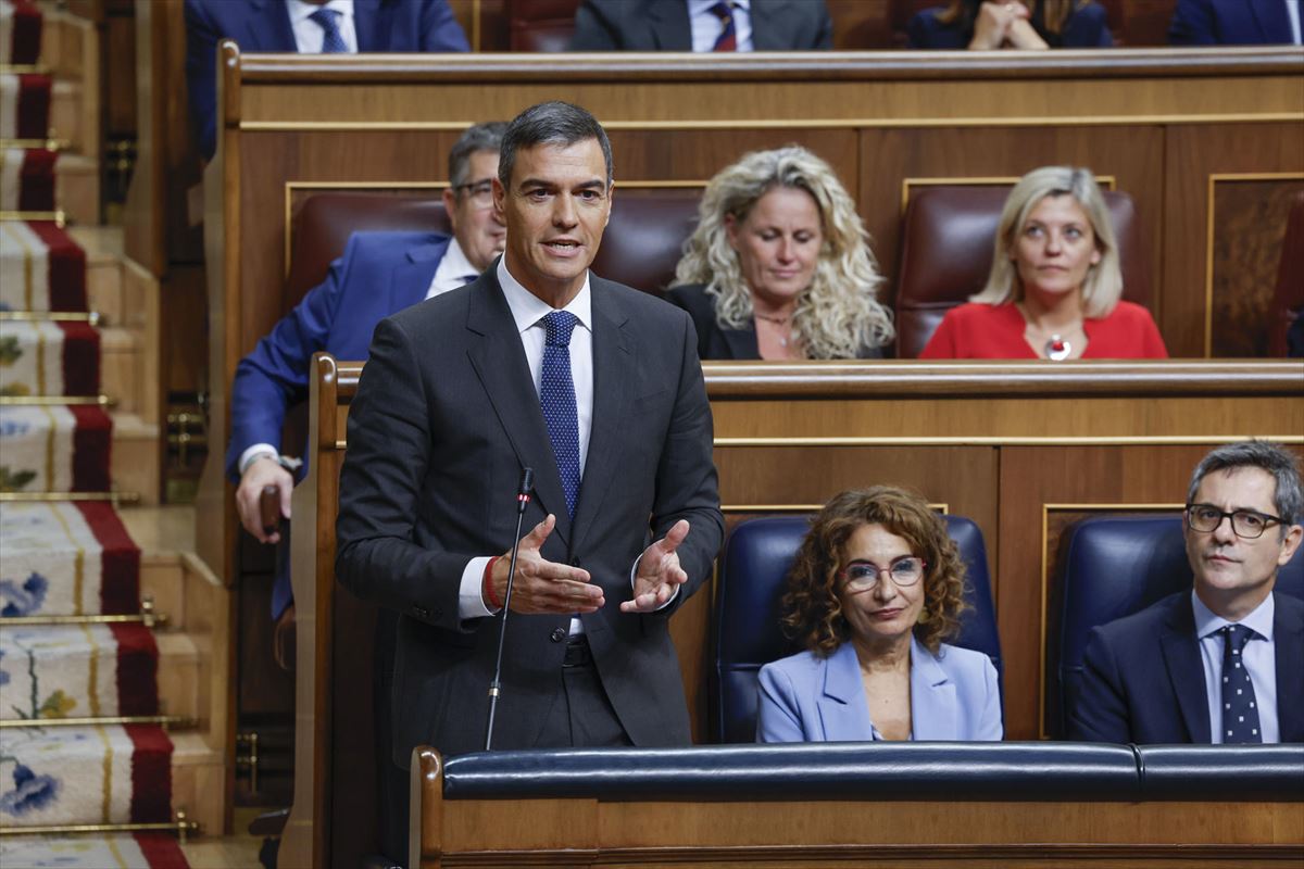 El presidente del Gobierno español, Pedro Sánchez, en el Congreso. Foto de archivo: EFE