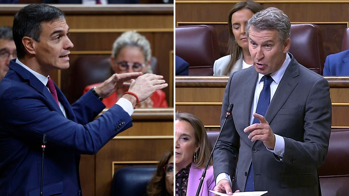 Sánchez y Feijóo, durante su cara a cara. 