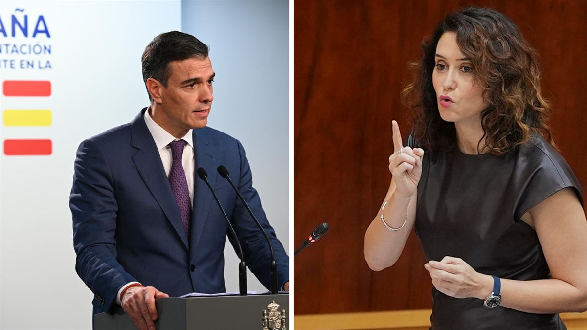 Montaje de fotos de Pedro Sánchez e Isabel Díaz Ayuso 