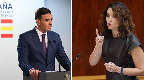 Pedro Sanchez eta Isabel Diaz Ayusoren argazki muntaia