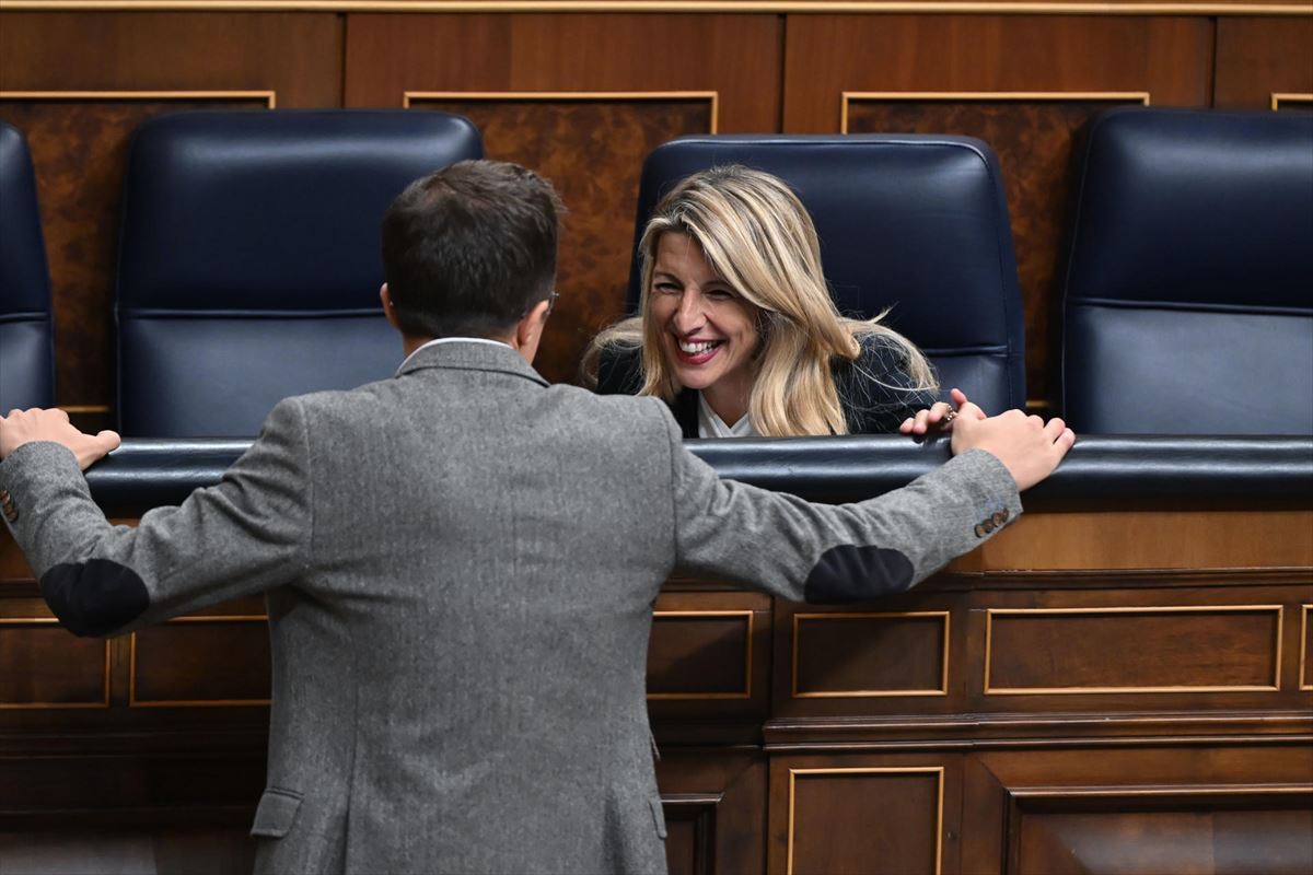 Iñigo Errejón y Yolanda Díaz en una sesión del Congreso. Foto de archivo: EFE