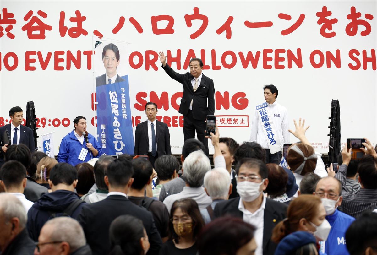 Yoshihiko Noda, líder de la oposición, en un mitin celebrado hoy. Foto: EFE