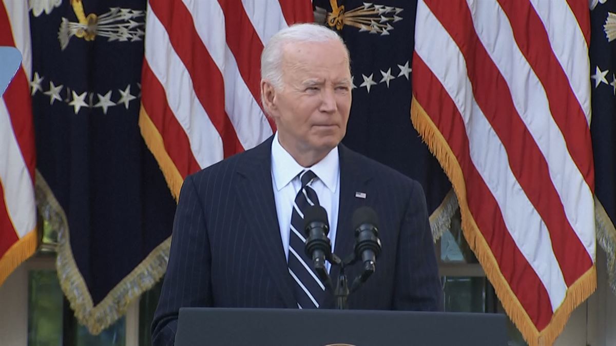 Joe Biden, en su discurso, este jueves. 