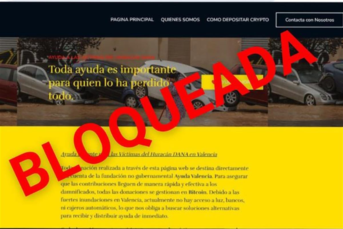 Captura de la web bloqueada. 