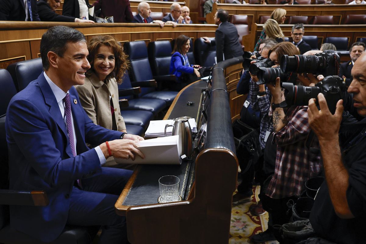 Pedro Sánchez, hoy, en el Congreso de los Diputados