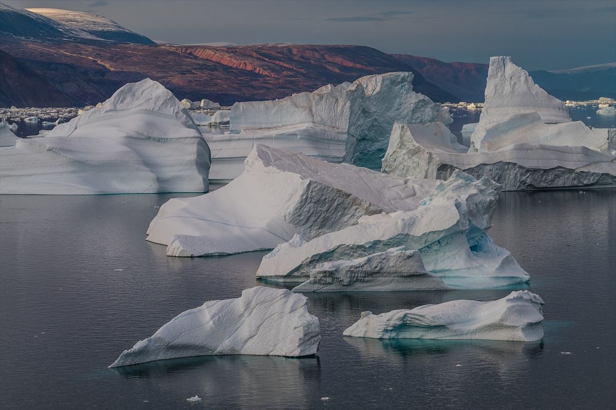 Varios icebergs en el Ártico. 