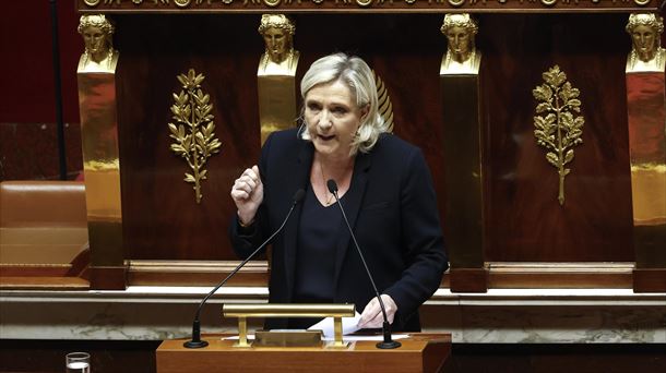 Marine Le Pen ultraeskuindarra, Asanblada Nazionalean emandako hitzaldian. Argazkia: EFE