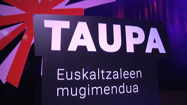 Tauparen logoa, gertutik. EITB Mediaren bideo batetik hartutako irudia