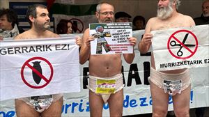 Protestan en pañales ante Gobierno Vasco en Bilbao contra los recortes sociales en los Presupuestos