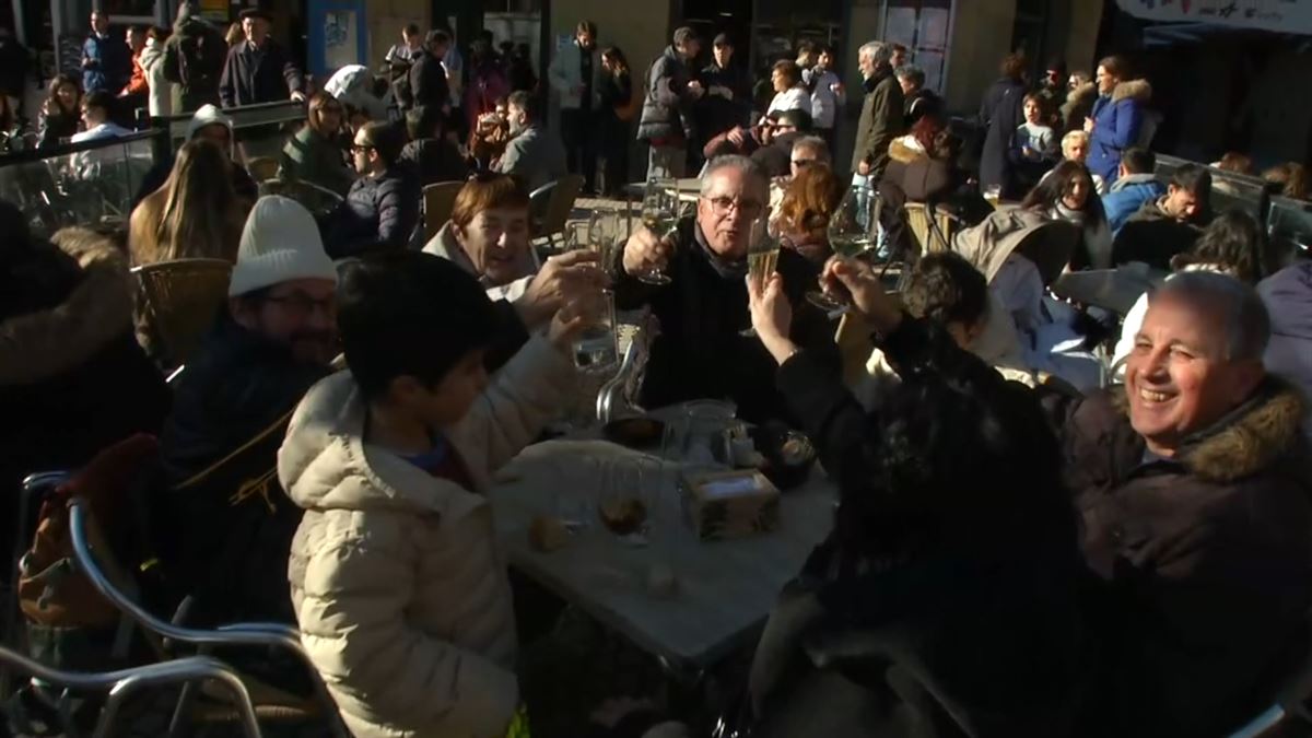 Poteoa Donostian. EITB Mediaren bideo batetik ateratako irudia.