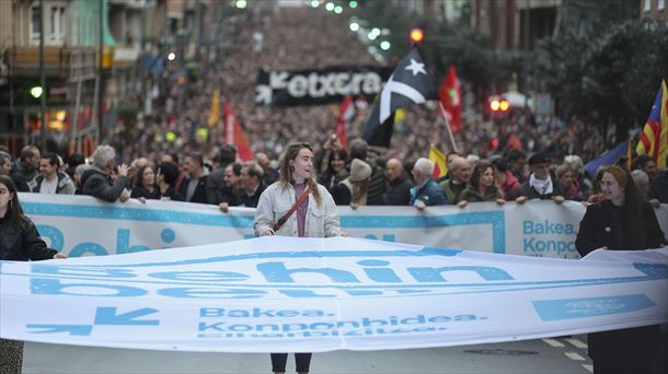 Bilboko manifestazioaren burua atzo, Bilbon. Argazkia: EFE