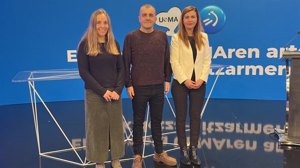Representantes de UEMA y EITB, en Miramón.