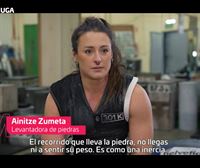 La levantadora de piedras Ainitze Zumeta, protagonista del programa ''Helmuga'' de esta semana