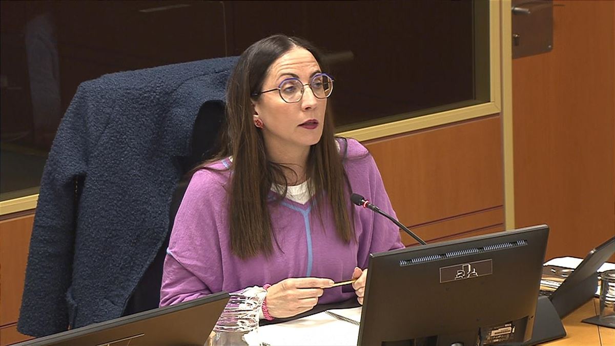 Begoña Pedrosa Hezkuntza sailburua, Eusko Legebiltzarreko batzordean. Irudia: EITB