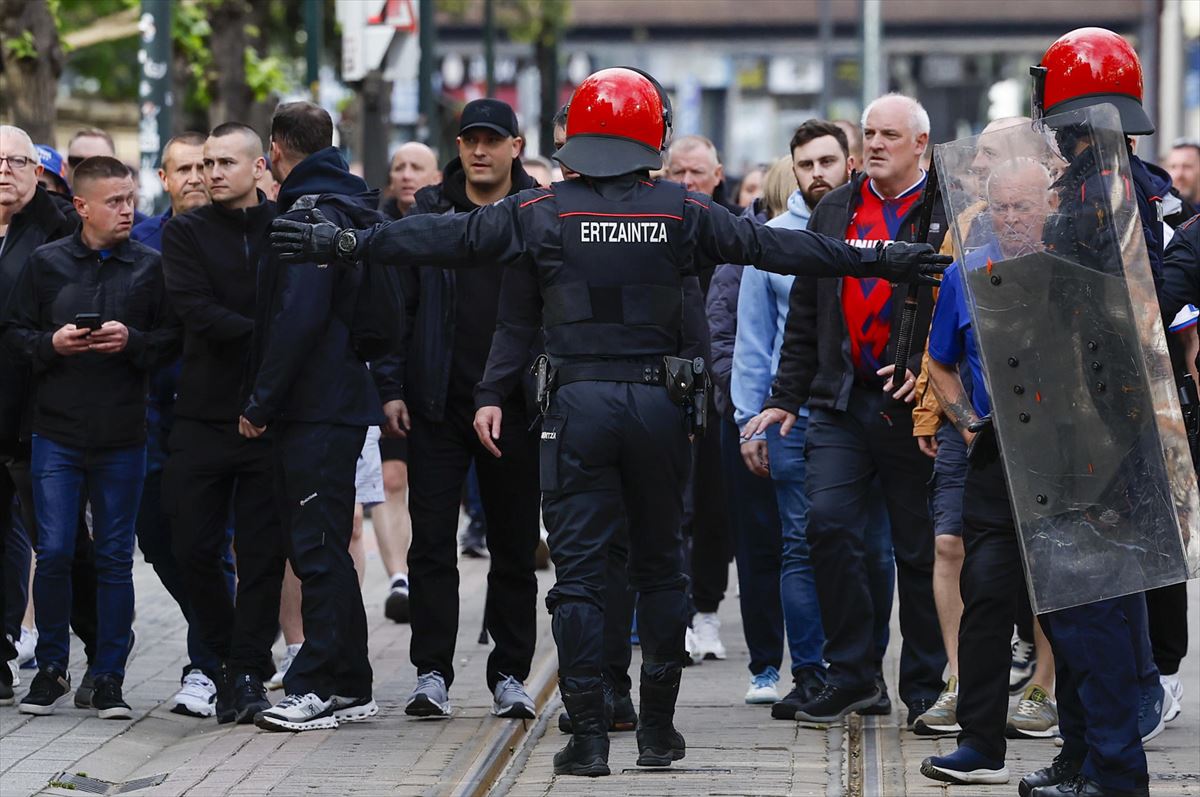 Seguidores del Rangers en Bilbao. Foto: EFE