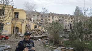 Imágenes de archivo de un ataque ruso en Kiev. Foto: EFE