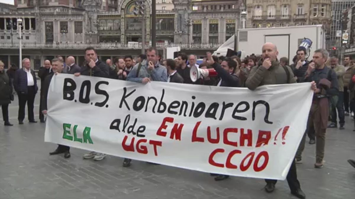 Protesta de los músicos de la BOS en Bilbao. Imagen: EITB