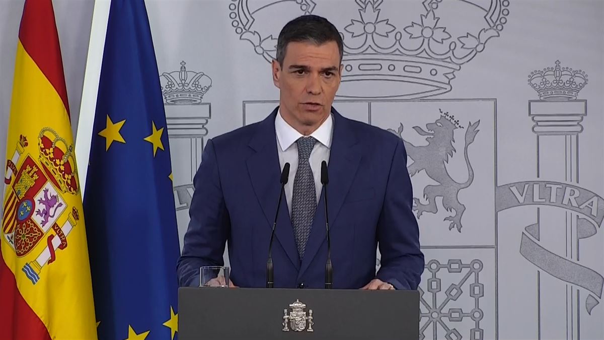 Pedro Sanchez, gaurko agerraldian. EITB