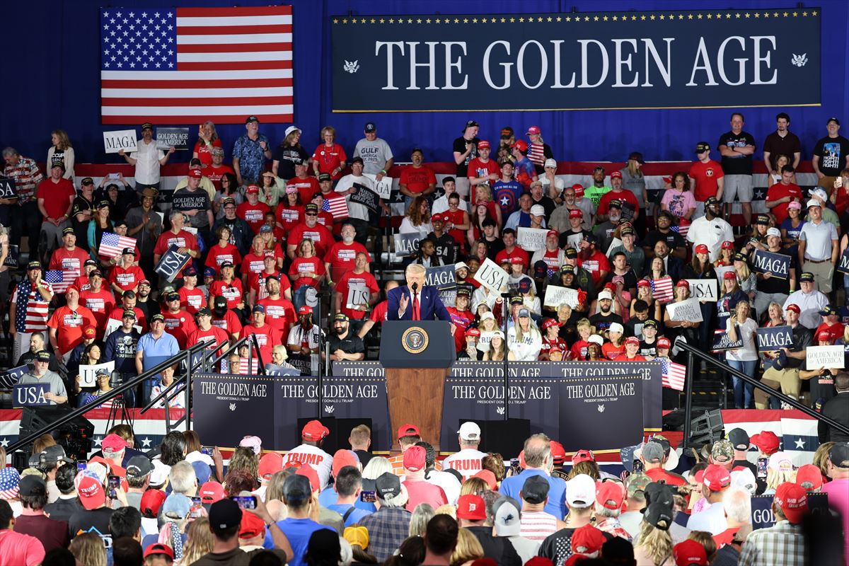 Donald Trump, este martes, en Míchigan. Foto: EFE