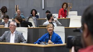 Eider Mendoza Gipuzkoako ahaldun nagusia bilkuraren aurretik. Argazkia: EFE