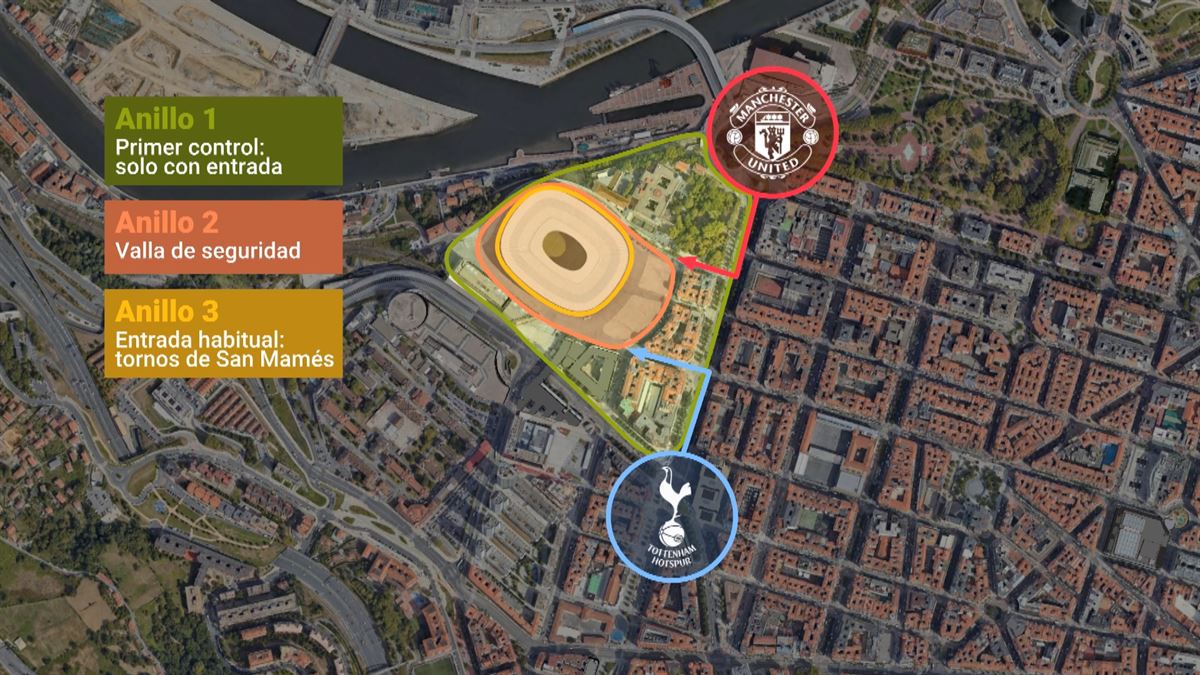 Este será el dispositivo de seguridad en el entorno de San Mamés para la final la Europa League 