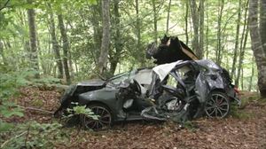 Así quedó el vehículo accidentado en el que murieron dos jóvenes en Burgos