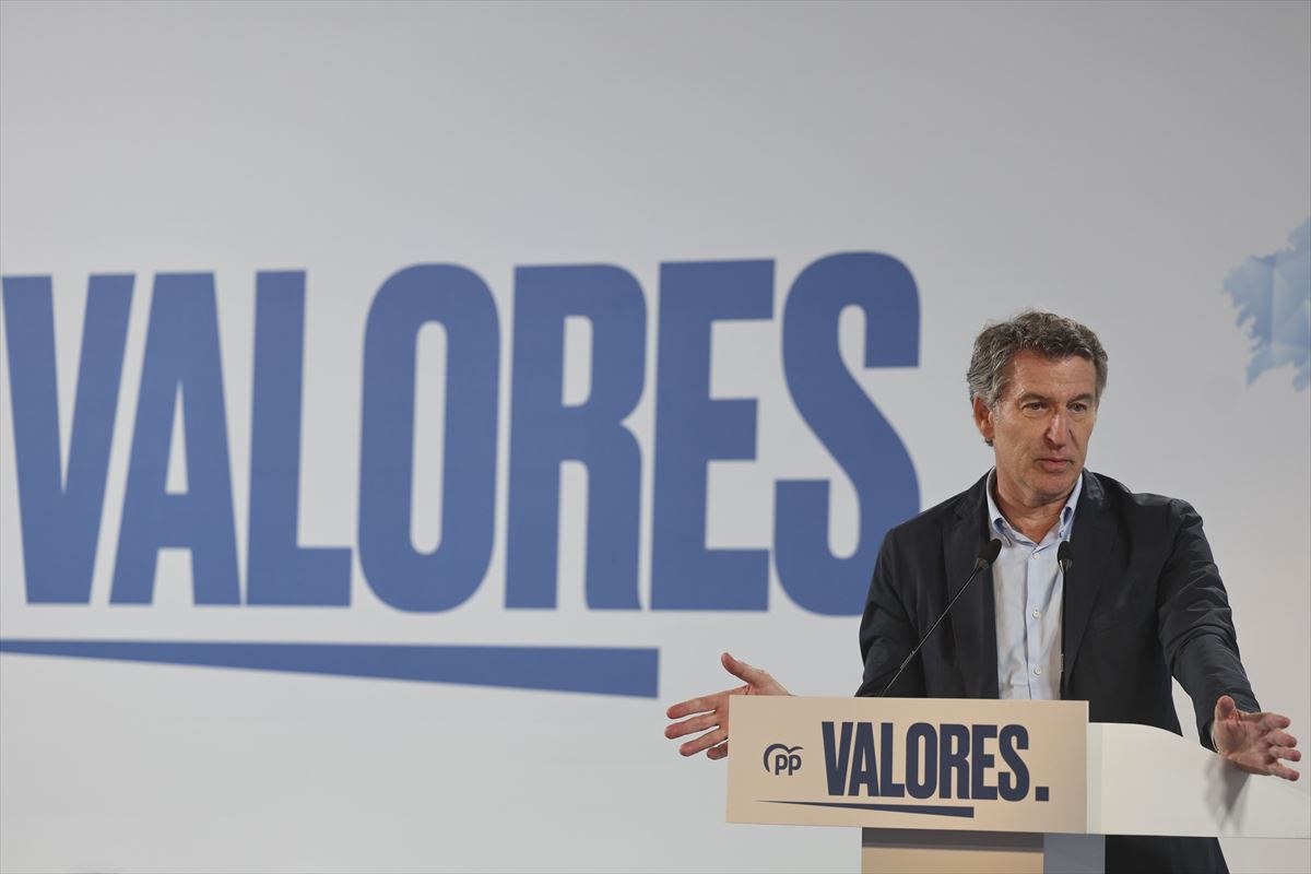 Alberto Nuñez Feijoo Bilboko ekitaldi politikoan. Argazkia: EFE