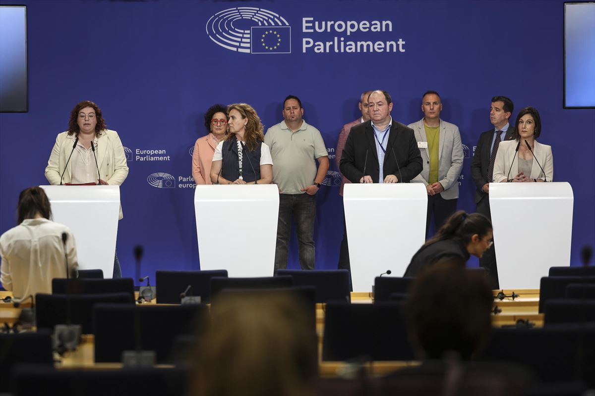Eurodiputatu taldea BSH Eskirotzeko enpresa-batzordearekin, Bruselan. Argazkia: EFE