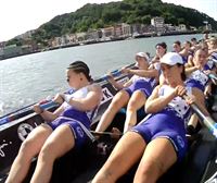 Bandera Gertu Eraikuntza de la Liga Euskotren 2025: La regata de Arraun Lagunak vista desde dentro la trainera