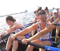Ikurriña de Getxo de la Liga Euskotren 2025: La regata de Arraun Lagunak vista desde la trainera
