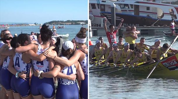 Arraun Lagunak y Orio. Fotos: EITB