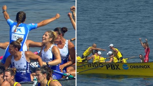 Arraun Lagunak y Orio. Fotos: EITB