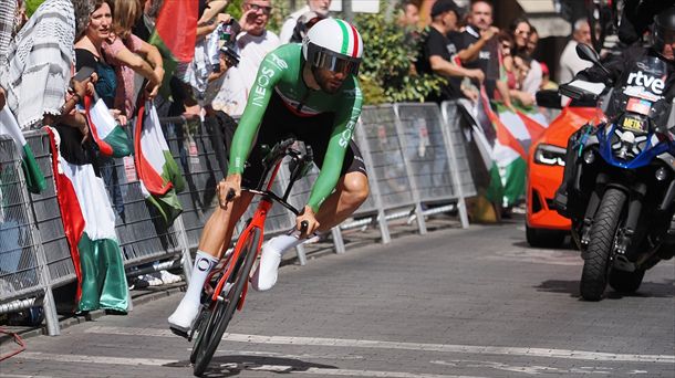 Filippo Ganna italiarra Valladolideko erlojupekoan. Argazkia: Europa Press