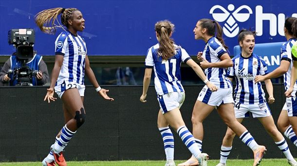 Edna celebra uno de sus goles. Imagen: EITB.