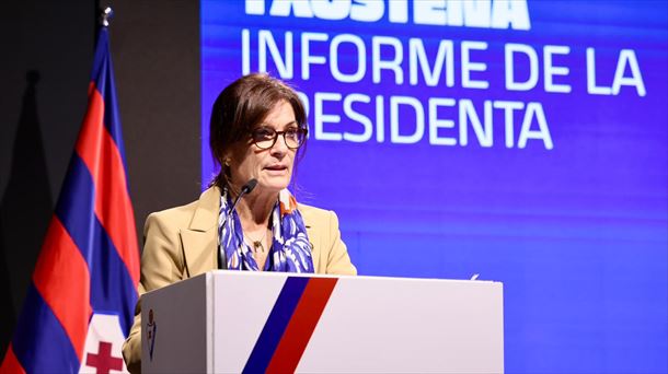Amaia Gorostiza Eibarko presidentea bere hitzaldian. Irudia: Eibar SD