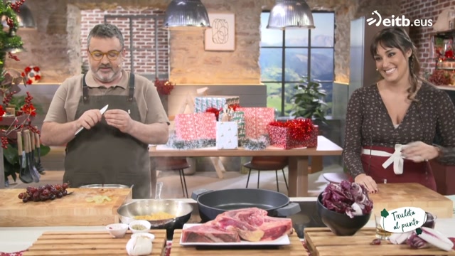 Txuleta al punto con patatas al ajillo pastor